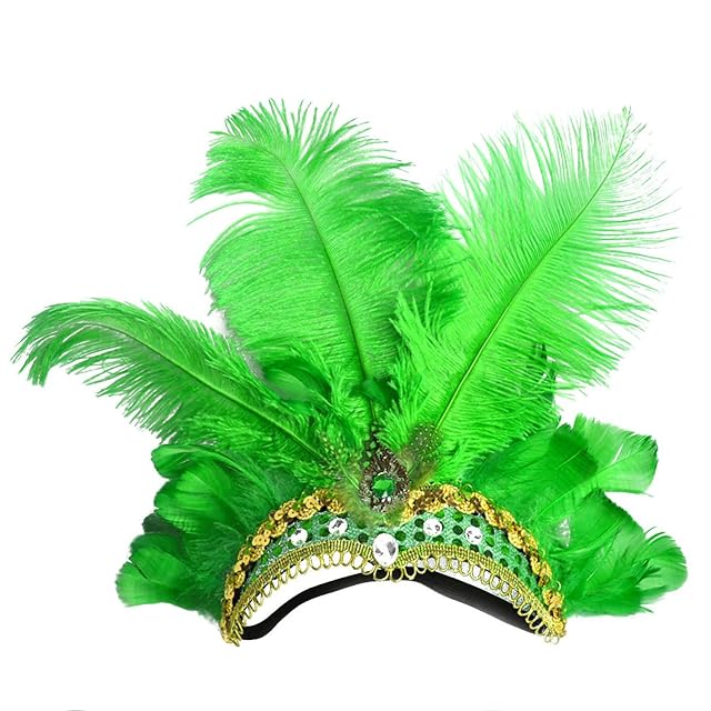 Ulalaza Carnaval Pluma Tocado Showgirl Diadema Rugiente 20s 1920s Flapper Head Band Vintage Gatsby Accesorios…