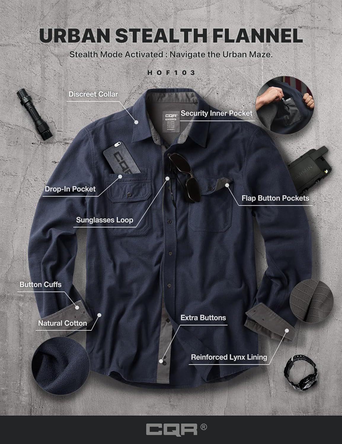 CQR Men's 100% All Cotton Button Down Flannel Shirts, Long Sleeve Brushed Warm Soft Casual Outdoor Plaid Shirt - Image 7