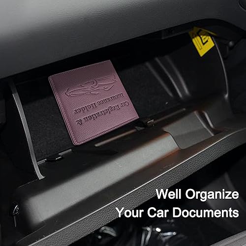 Miniatura 28 de Soporte para registro y seguro de automóvil, de piel sintética de alta calidad, organizador de automóvil, para hombres y mujeres, cartera