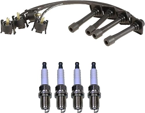 Miniatura 1 de Wire Set 7mm & 4 Double Platinum Spark Plugs .044 Kit For Mazda 626 2.0L