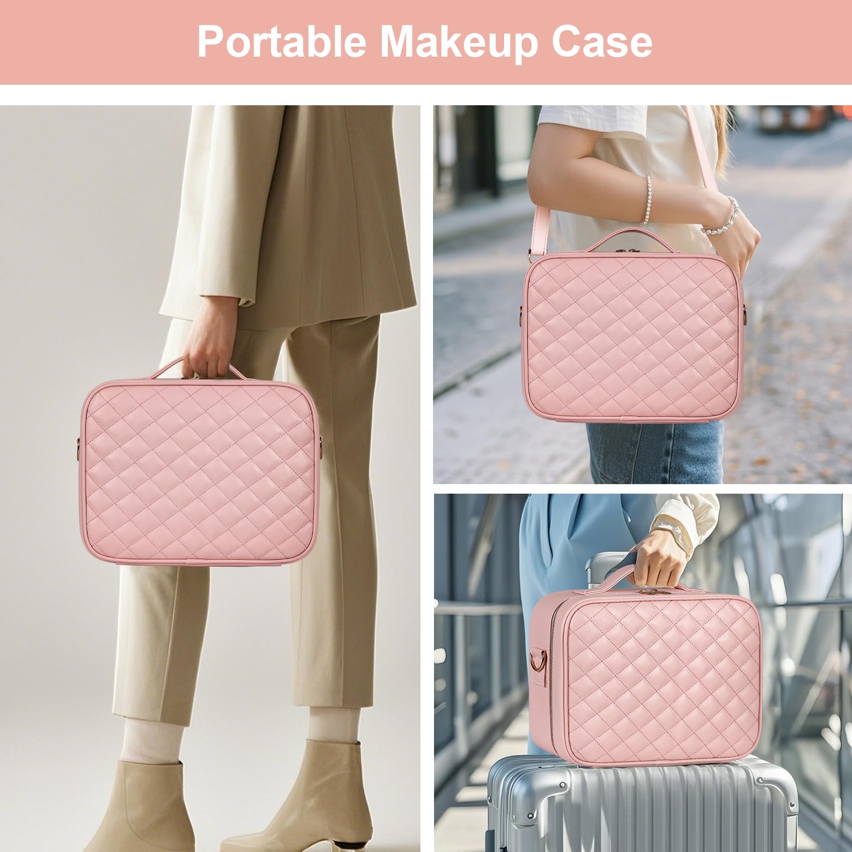 BEAUTY CASE Beauty case da donna, Rosa, 12 Inch, Borsa per trucchi