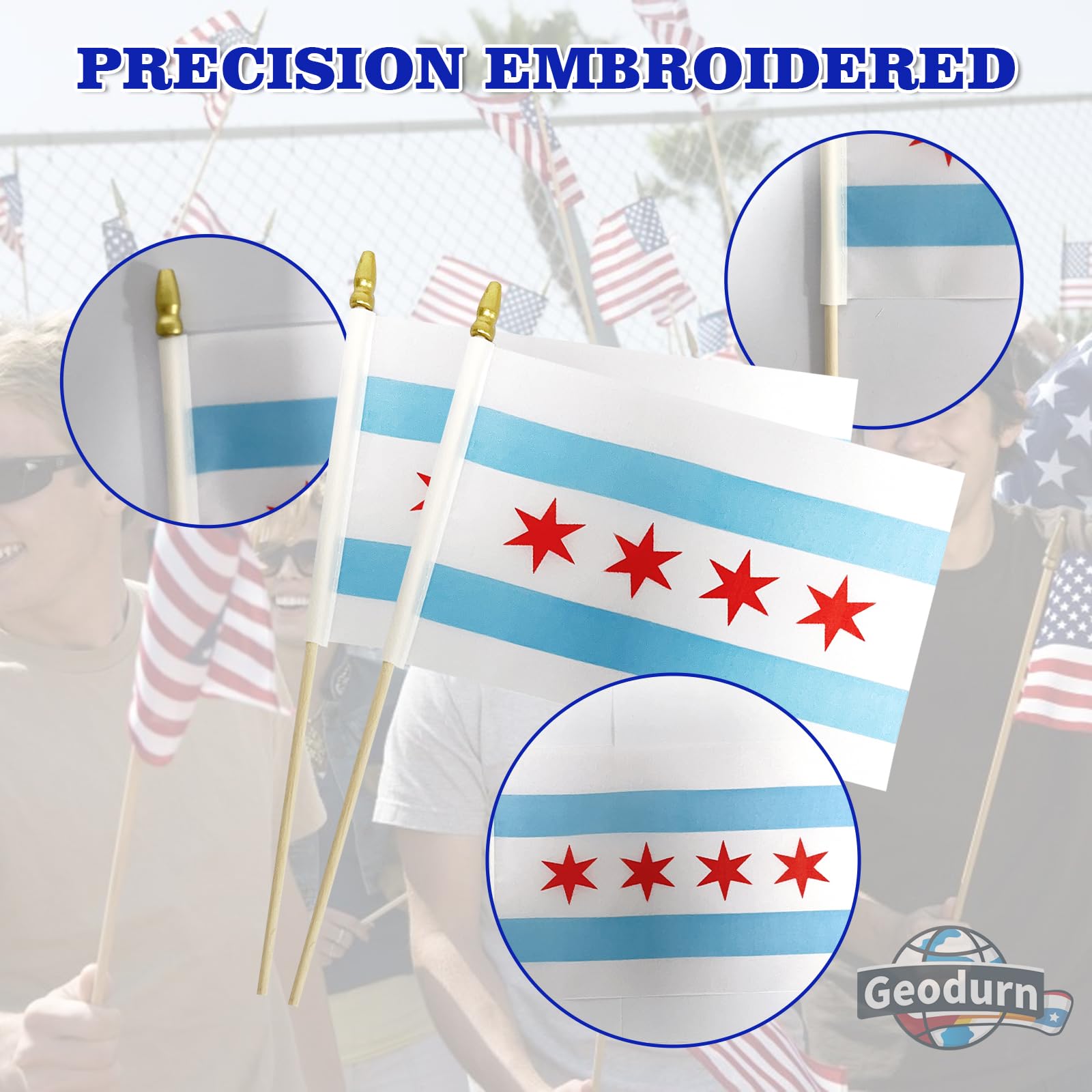 Snapklik.com : Pack Of 20, Handheld Chicago Flags 5x8 Inch - Small City ...