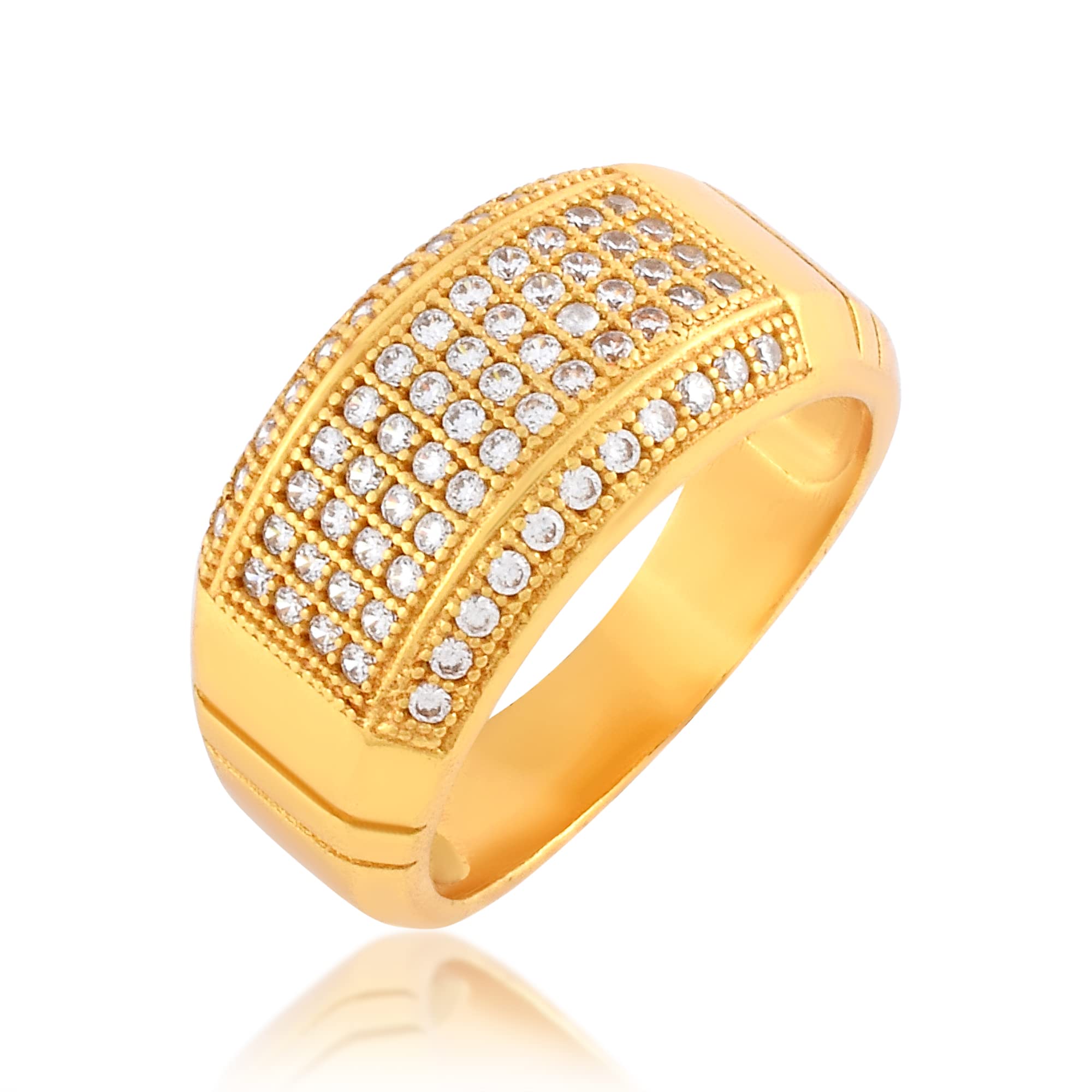 Missmister Brass Goldplated American Diamonds Stylish Rich Look Fashion Fingerring Men Enagagement Jewellery Wedding Men-image-9