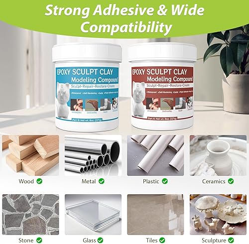 Miniatura 4 de Masilla epoxi negra para metal, 2 partes A y B arcilla epoxi para esculpir, modelado, construcción, reparación, masilla de piscina autoendurecible