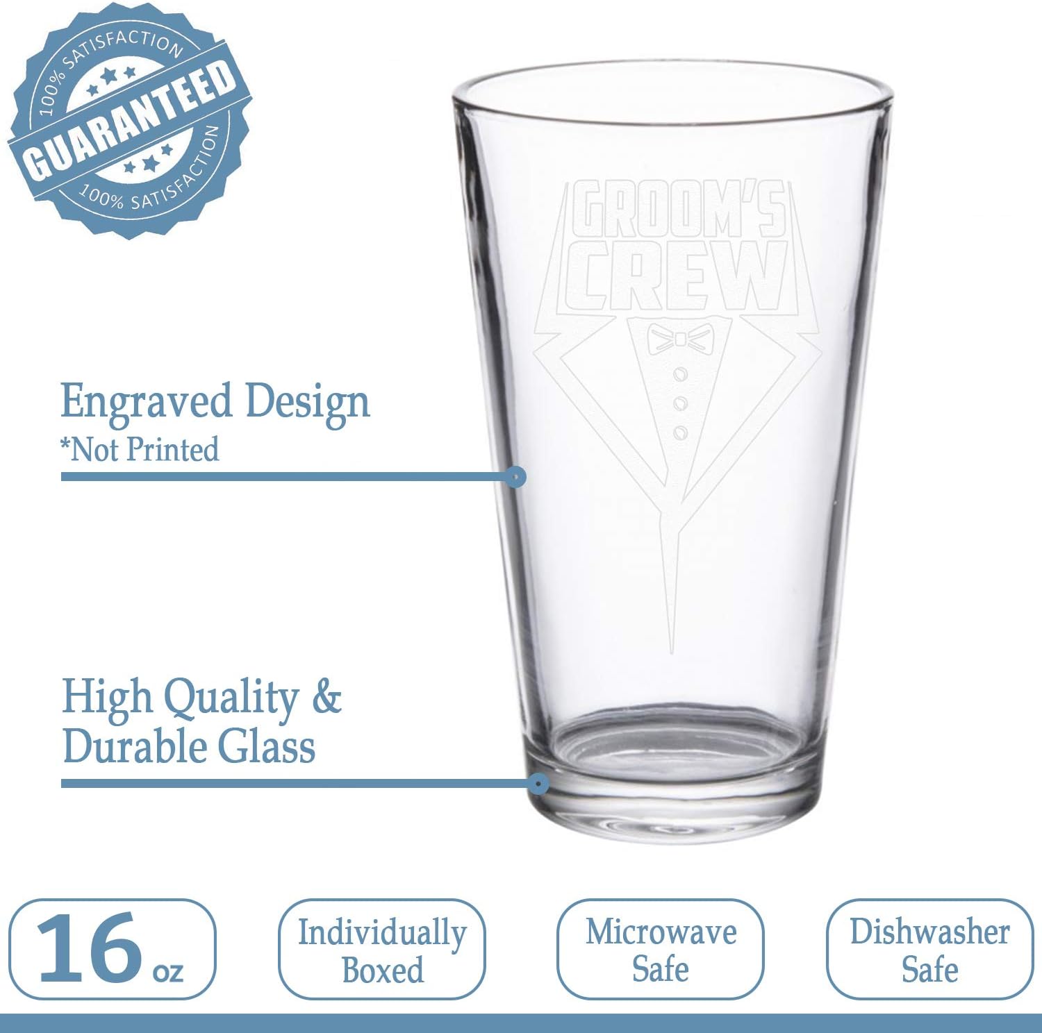 Groom's Crew Tuxedo Beer Pint - Bachelor Party Favors - Groomsmen Proposal