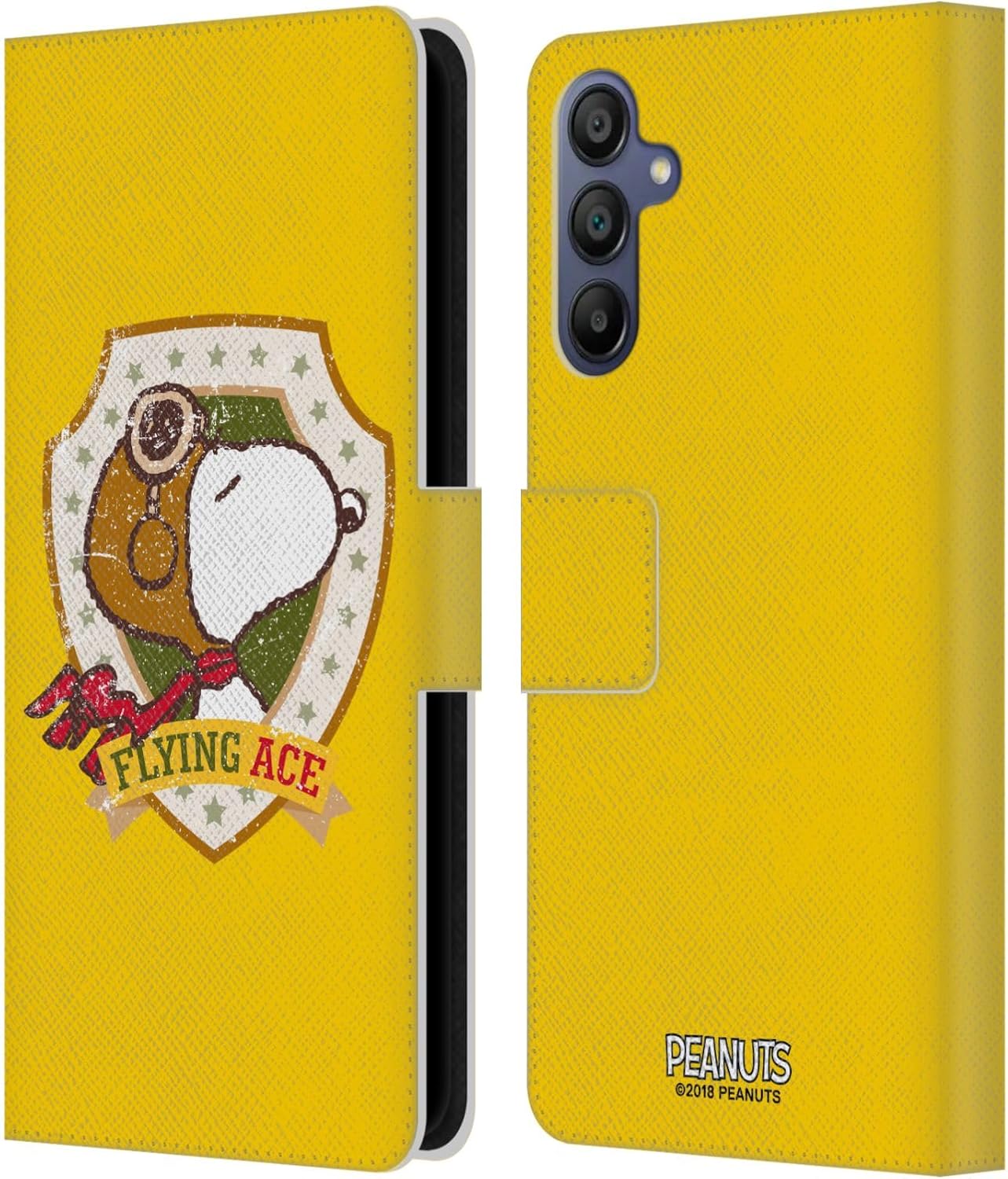 Head Case Designs Officially Licensed Peanuts Flying Ace The Many Faces of Snoopy Leather Wallet Case Compatible with Samsung Galaxy A15