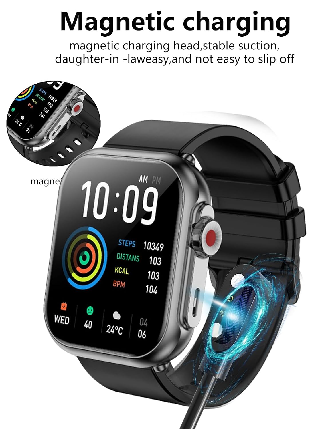 [2-Pack] for Jacoosa K62 Multi Waterproof Fitness Tracker Watch Magnetic USB Charging Cable, 2 Pin Cord Charger for Smart Watch. image 2