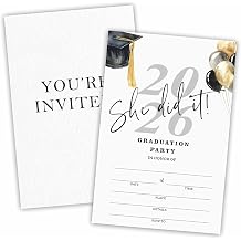 2026 Graduation Party Invitations - She Did It - 20 Invites With Envelopes, Double-sided Fill In Invite Cards For College, High School, University Grad - Party Decorations & Supplies - D04