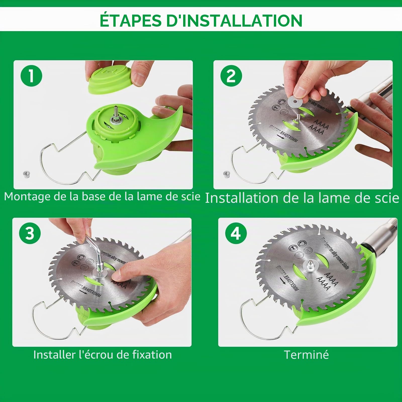 Débroussailleuse de Jardin Sans Fil, Coupe-Herbe Électrique à Lame Métallique, Débroussailleuse à Hauteur Réglable, Tondeuse Légère avec Roues Poussantes, Pour le Défrichage du Jardin