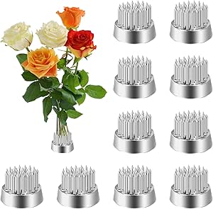 WUWEOT 12 Pack Kenzan Ikebana Flower Frogs, 0.9 Inch Flower Spiky Frog Japanese Pin Frog, Sliver Floral Fixed Tools, Metal Flower Arrangement Holder for Small Vase