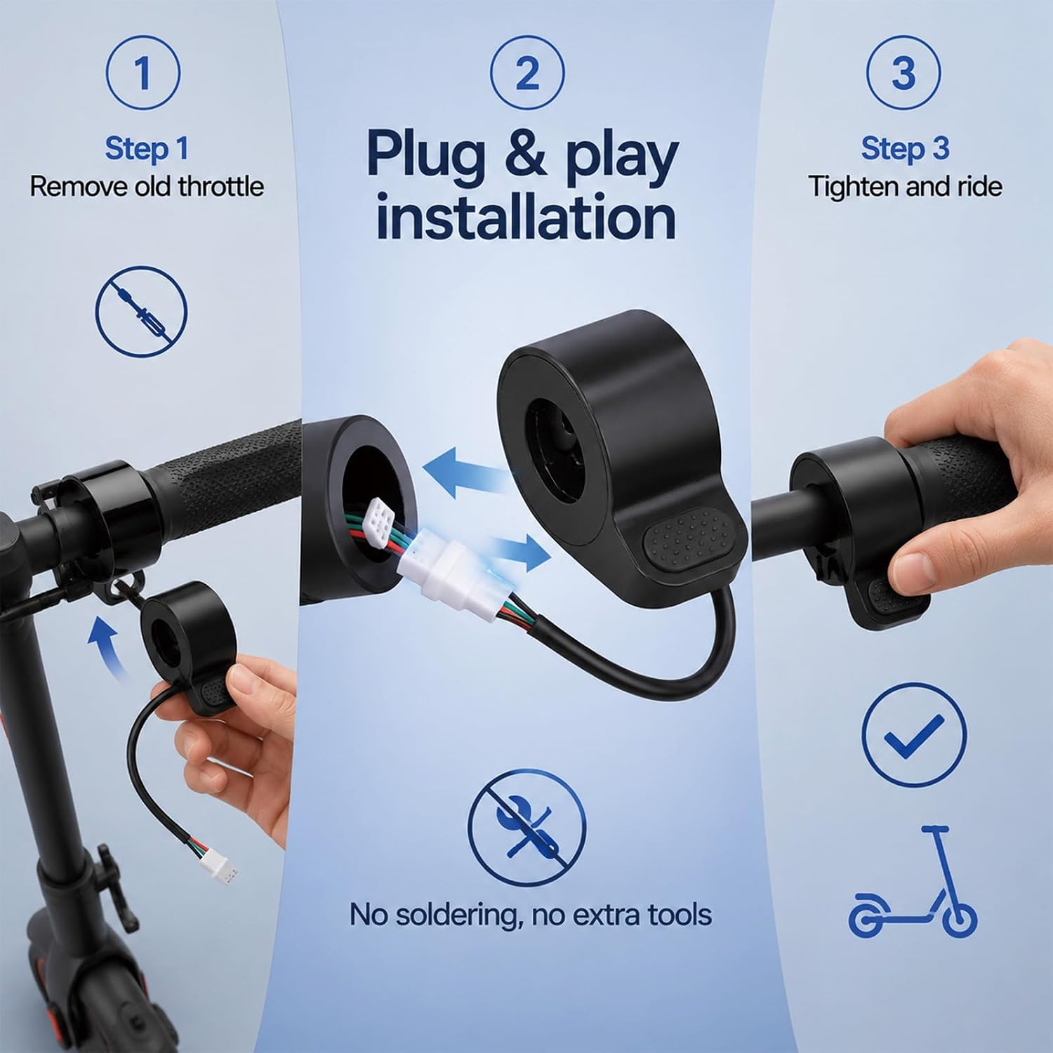 2Pcs Electric Scooter Throttle Replacement | Universal Fit Thumb Throttle Accelerator with Waterproof Connector, Compatible with GOTRAX GXL V2/Hiboy S2 and S2 Pro