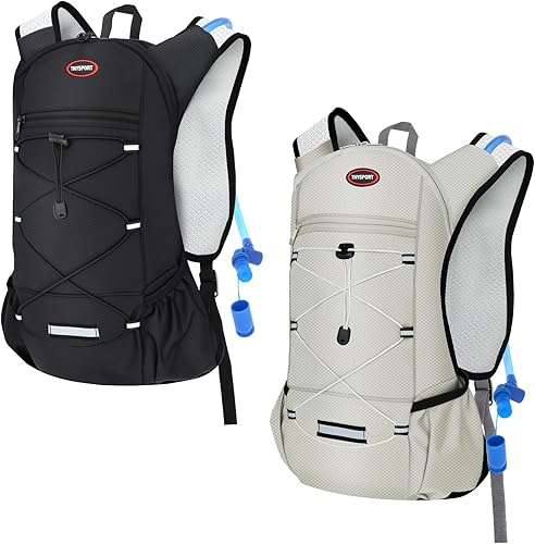 2 Pack Hydration Backpack Pack with 2L Hydration Bladders, TNYSPORT Lightweight Breathable Water Backpack with Multiple Pockets, Reinforced Shoulder