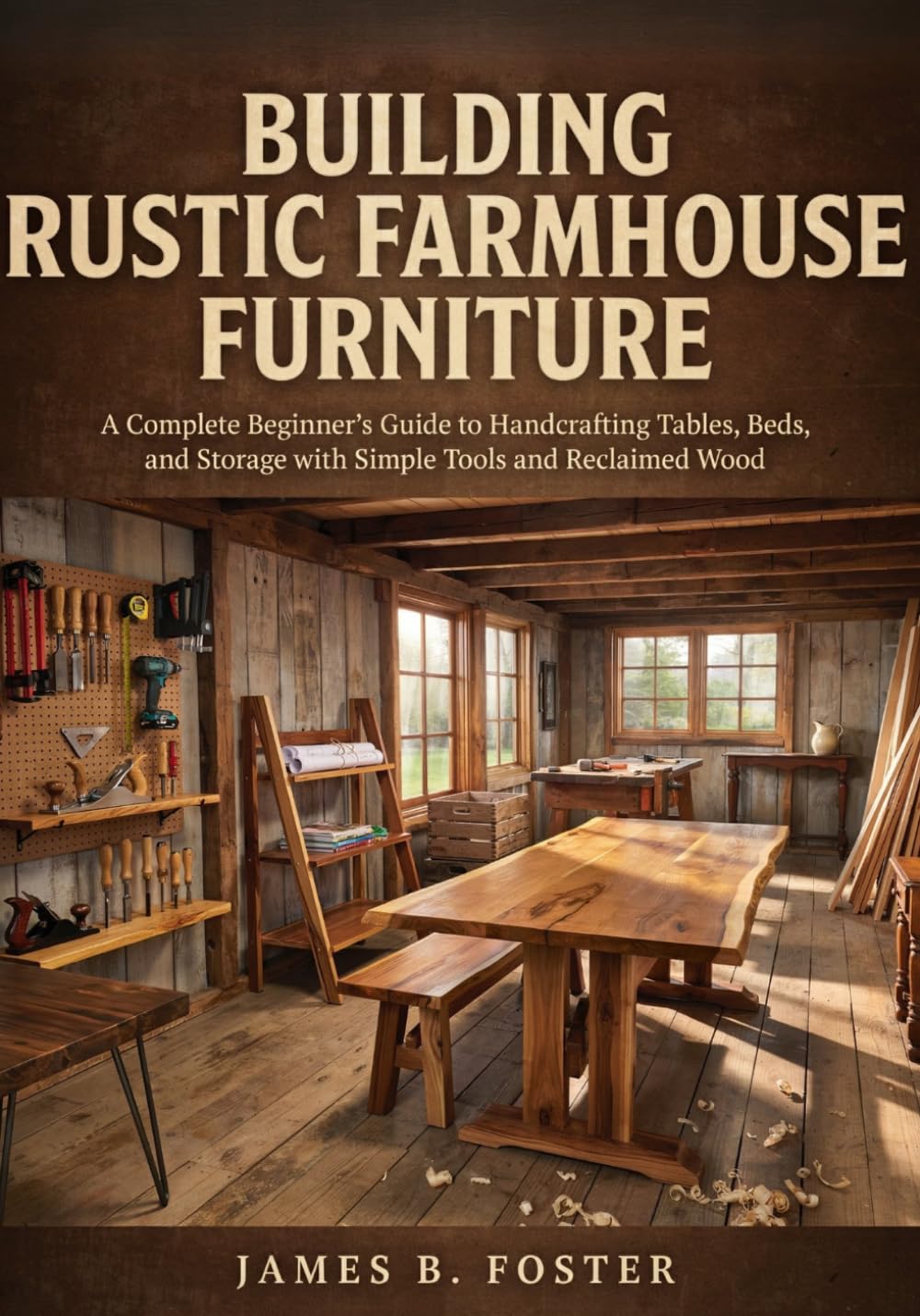 BUILDING RUSTIC FARMHOUSE FURNITURE: A Complete Beginner's Guide to Handcrafting Tables, Beds, and Storage with Simple Tools and Reclaimed Wood