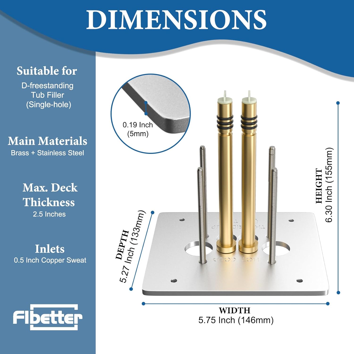 R4700-FL Floor Mount Freestanding Tub Filler Rough-In Valve Replacement for Delta, Free standing Bathtub Fillers Base Installation Kit - Image 3