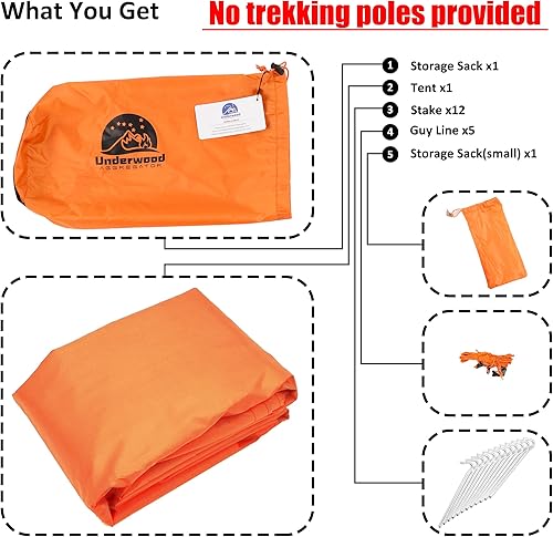 Miniatura 6 de Tienda de campaña de bastón de senderismo para 1 persona y 2 personas para mochileros, tienda de campaña ultraligera para mochileros, tienda de