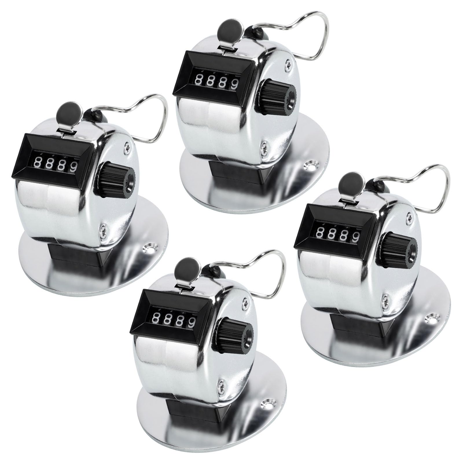 Kalttoy 4 Pack Tallies Counter 4-Digit Clickers Counter, Metal Hand Tallies Counters Clickers Pitches For Counting Knitting Coaching Counting Device