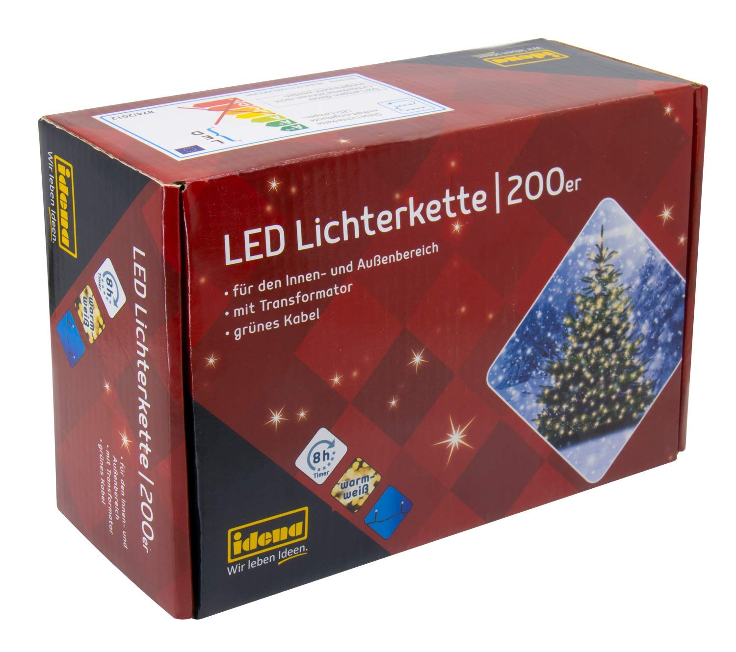 2 St. LED Lichterkette mit 200 LED in warm weiß, mit 8 Stunden Timer Funktion, Innen und Außenbereich, Weihnachten, Deko, ca. 27,9 m (200er Led | 2 Stück)