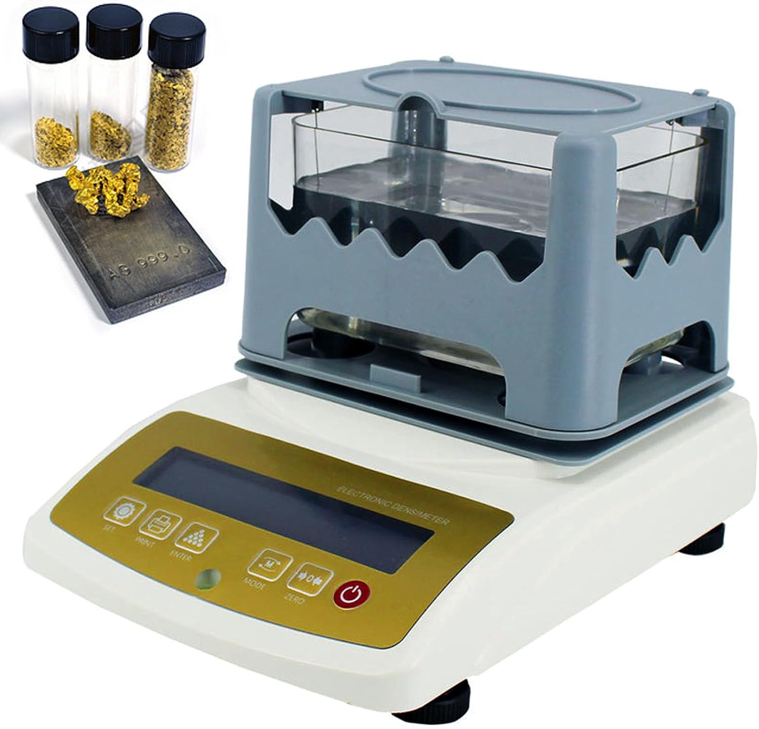 Portable Gold Tester for Jewelry & Coins, 0.001g/cm³ Max Accuracy Karat Analyzer with Digital LCD Display, Rechargeable & Plug-in Power for Pawn Shop, Jeweler XF-300K