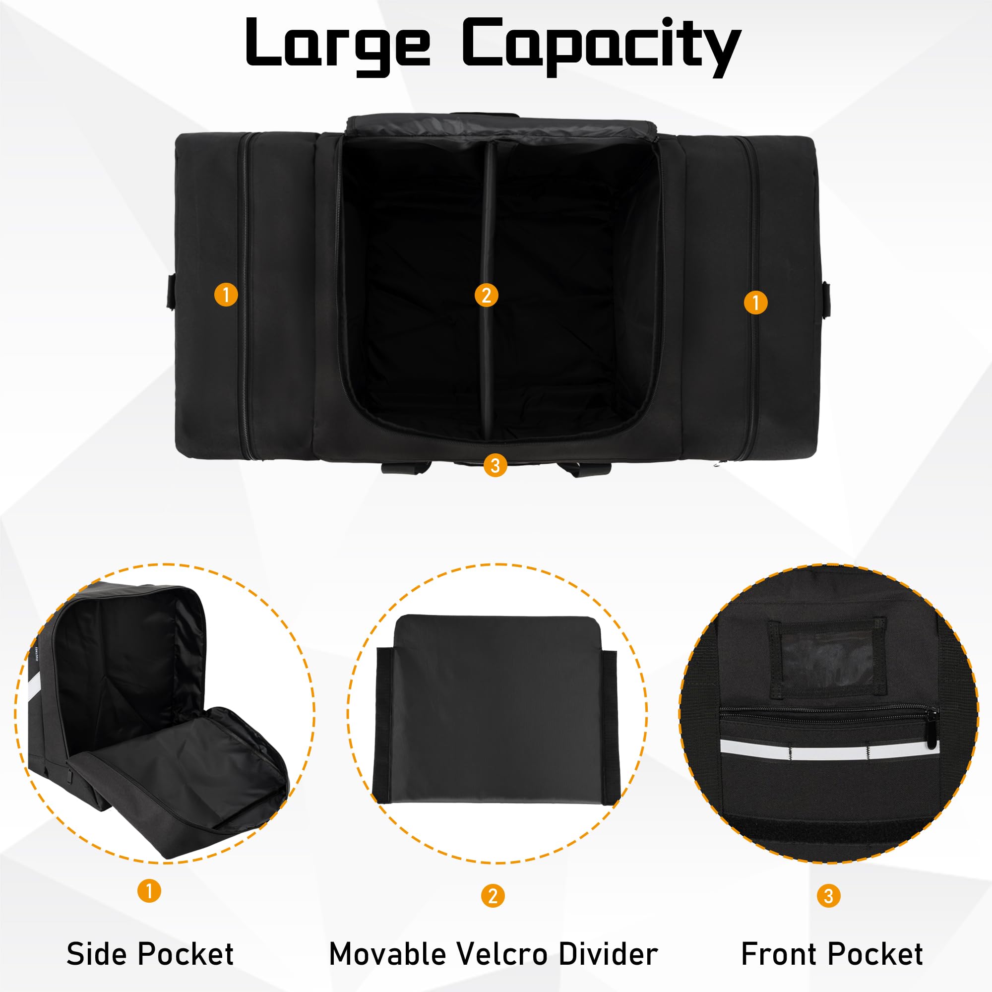 Bolsa de lona para bomberos, bolsa de equipo de bomberos de almacenamiento grande con correa para el hombro, Negro - 3