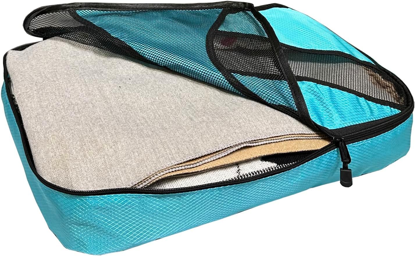 AUGEN Pack of 4 Packing Travel Organizer Cubes Set, Packing Cubes for Travel Accessories Compression Packing Cube for Carry on Luggage Packing Organizer (Light Blue) 4