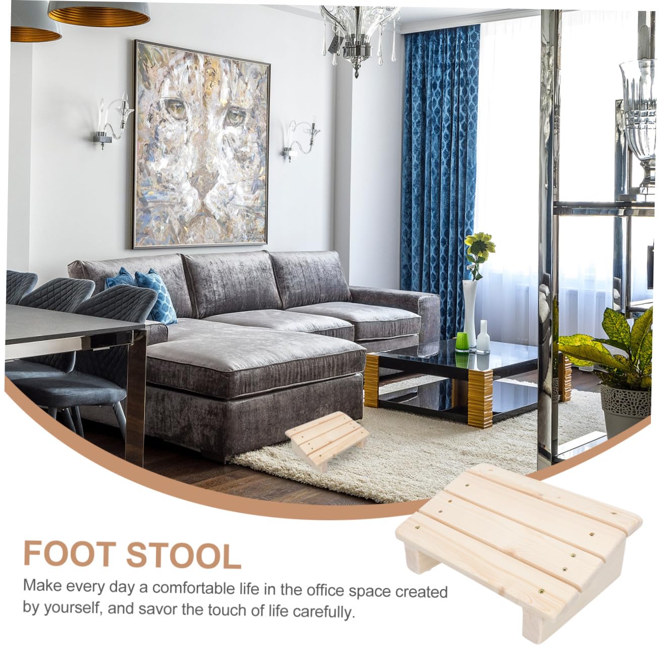 Holz Schreibtisch Fußhocker Khaki, Schräg, für Büro und Zuhause