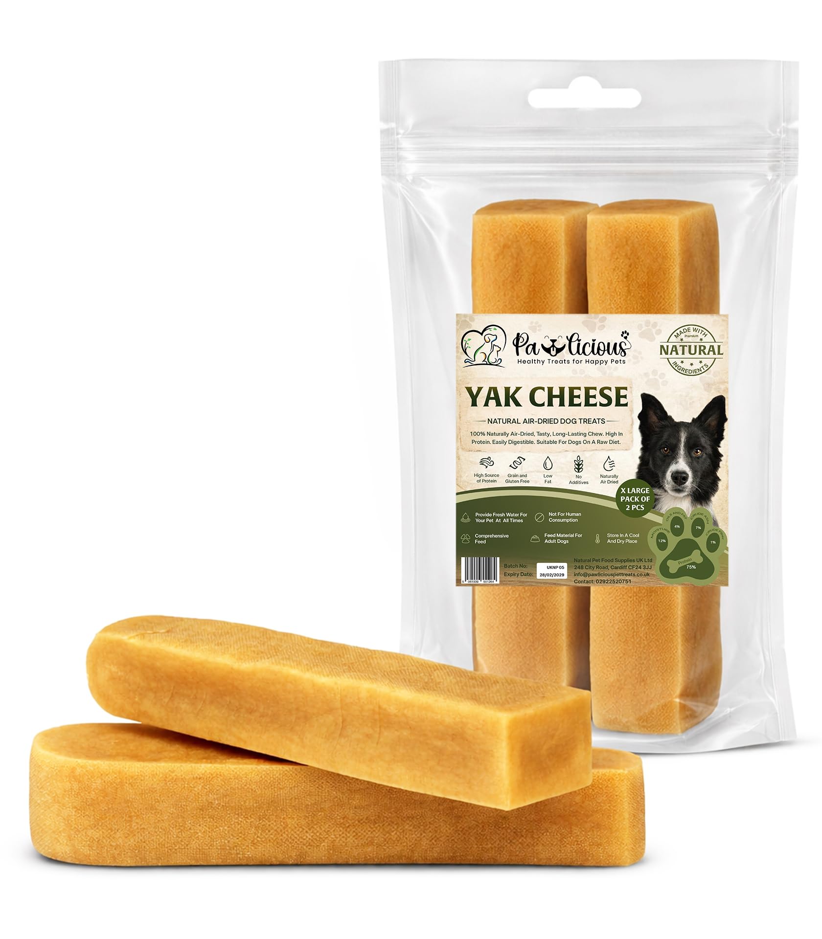 Pawlicious Himalayan Yak Chews Extra Large, Pack of 2 150g Each, Natural Milk Cheese Dog Chews, Long-Lasting Hard Chews for Medium and Large Dogs, Natural Dog Treats