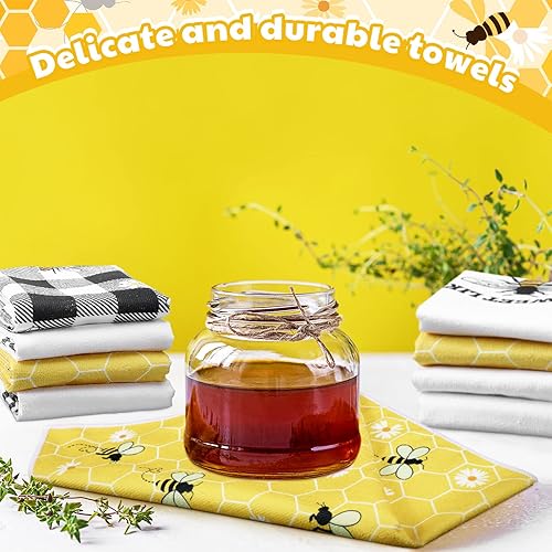 Miniatura 7 de Oudain 6 toallas de cocina de abejas de 15.8 x 23.6 pulgadas, toallas de mano de abeja, toallas de baño, toallas de cocina, decoración de cocina