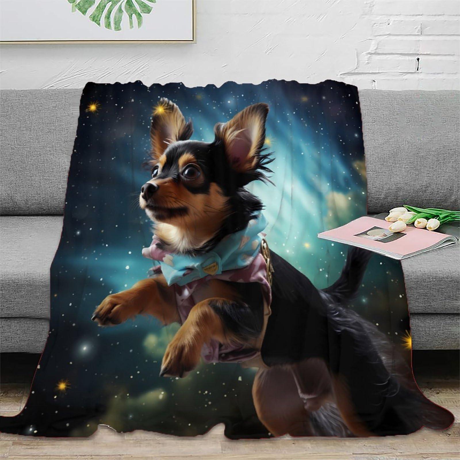 Couverture espace chien 3D douce et hypoallergénique pour peau sensible