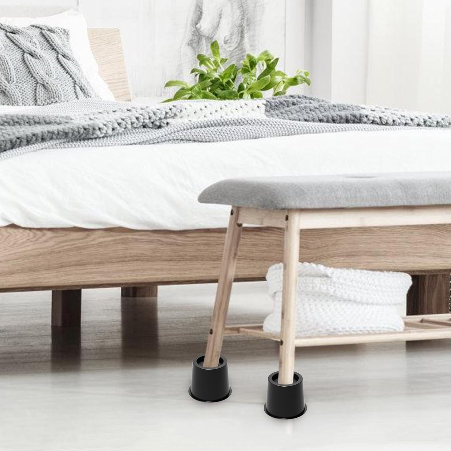 Mjaie 4/6 / 9pcs Furniture Risers 4 Inch Heavy Duty for Beds Chairs Sofas Stackable Design 1500lbs Load Capacity Stackable Bed Risers Heavy Duty