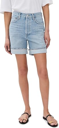AGOLDE Womens Dame Shorts High Rise Baggy Cuff