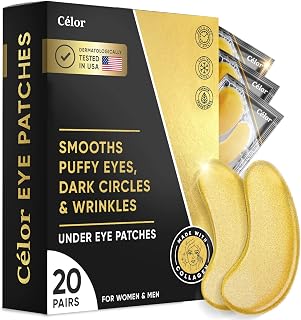 Celor Under Eye Patches (20 Pairs) - Collagen & Amino Acid Masks for Puffy Eyes, Dark Circles & Fine Lines