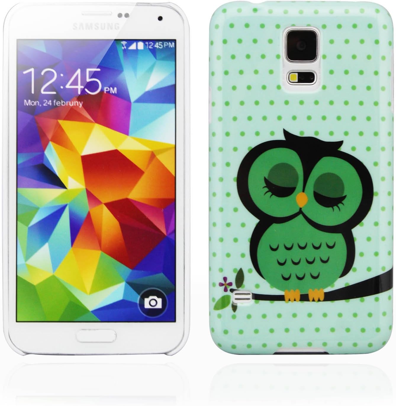 EnGive Creative Design Green OWL Hard Plastic Case Cover for Samsung Galaxy S5 G900