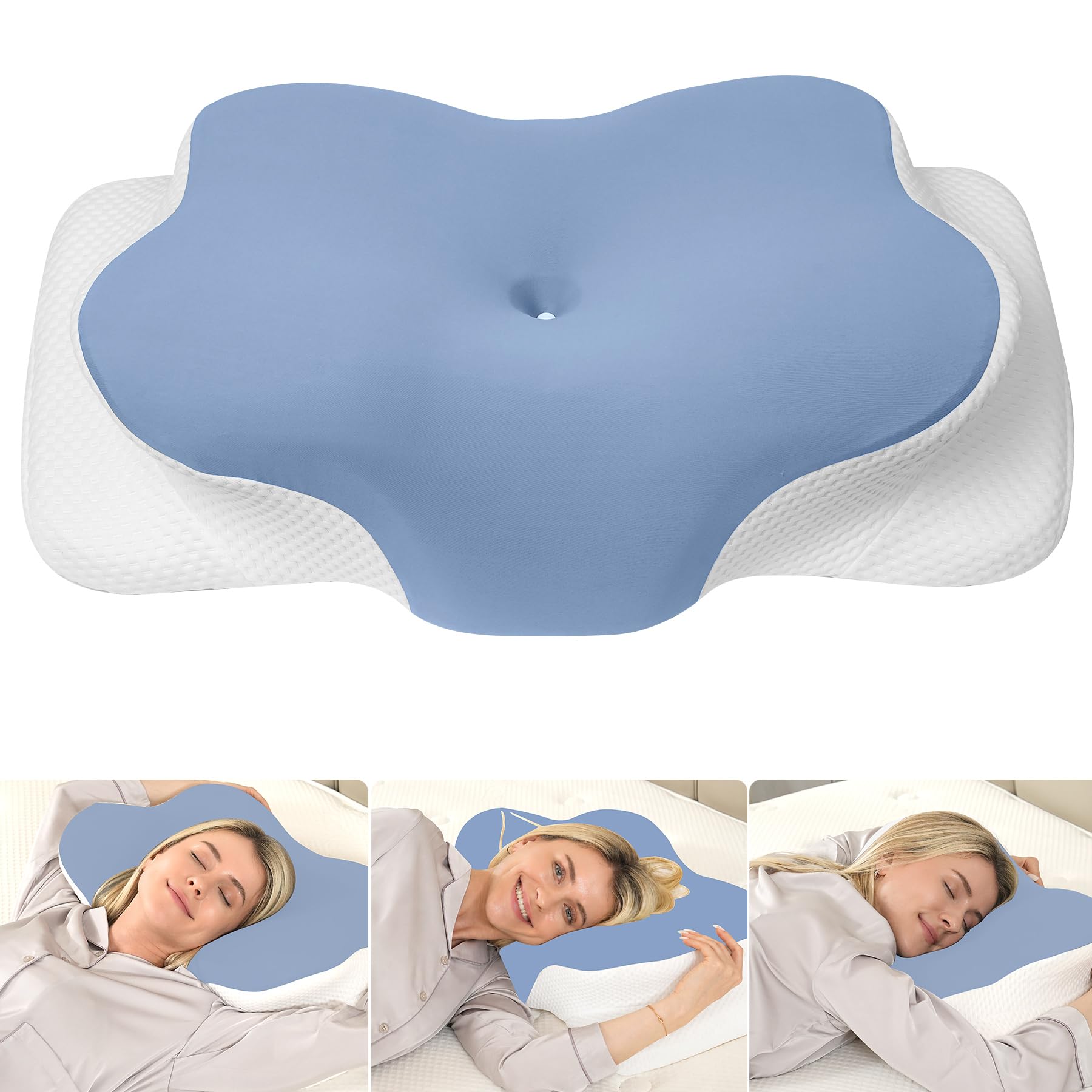 MULISOFT Memory Foam Pillow, Comfortable Pillow, Supportive Neck pillow, Ergonomic side sleeper pillow (blue) — image 1