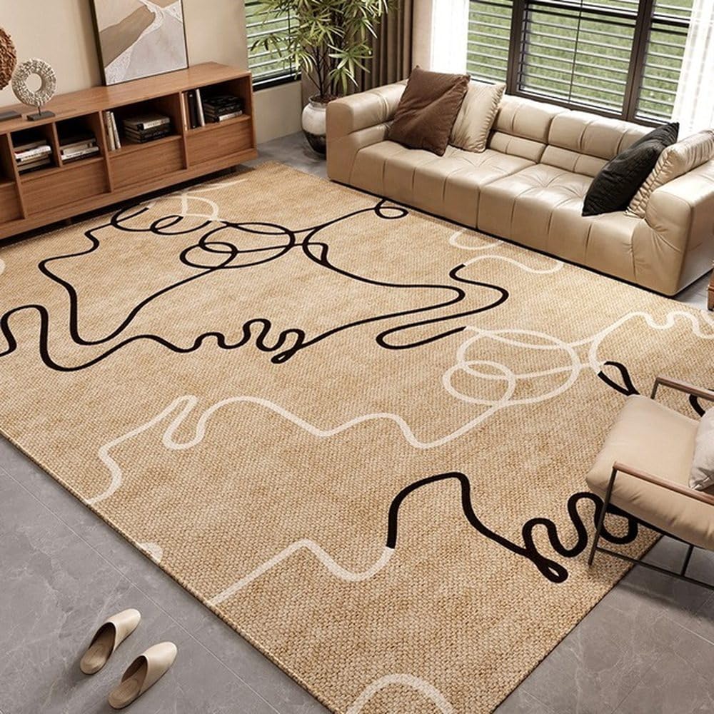 Tapis abstrait grande taille 200x200cm confortable et lavable