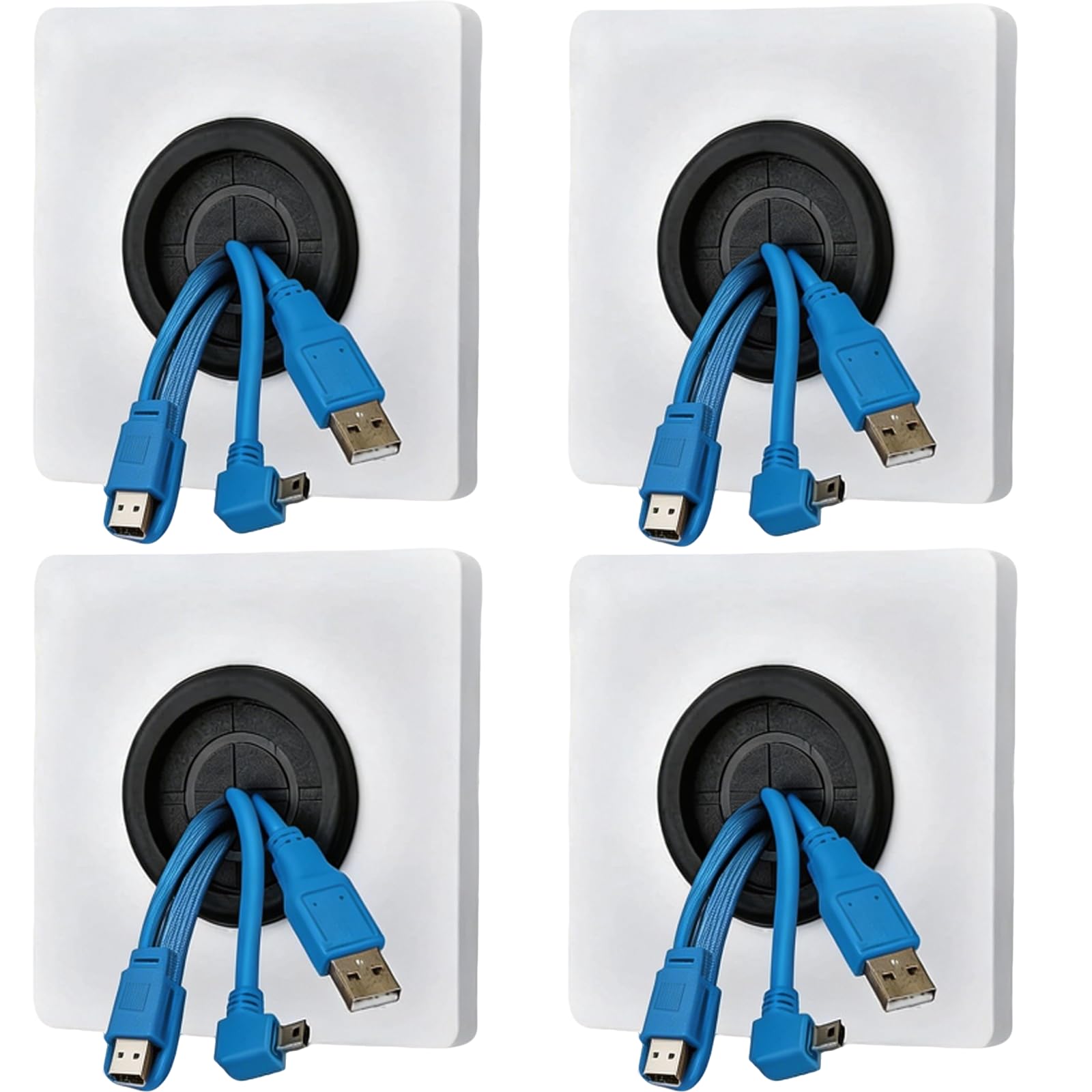 4 PCS Cable Entry Cover, Brush Wall Plate, Cable Cover Wall, Single Gang Brush Panel for Covering Outlets, Receptacles and Tidying Cords for Cables - White
