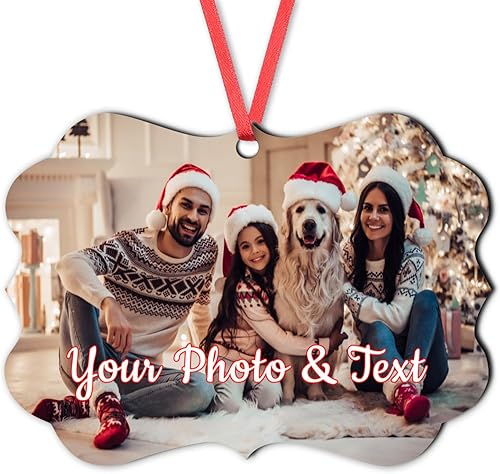 Adornos de Navidad personalizados 2023, adorno colgante de texto con foto personalizada, decoración de árbol de Navidad, regalo para familiares,