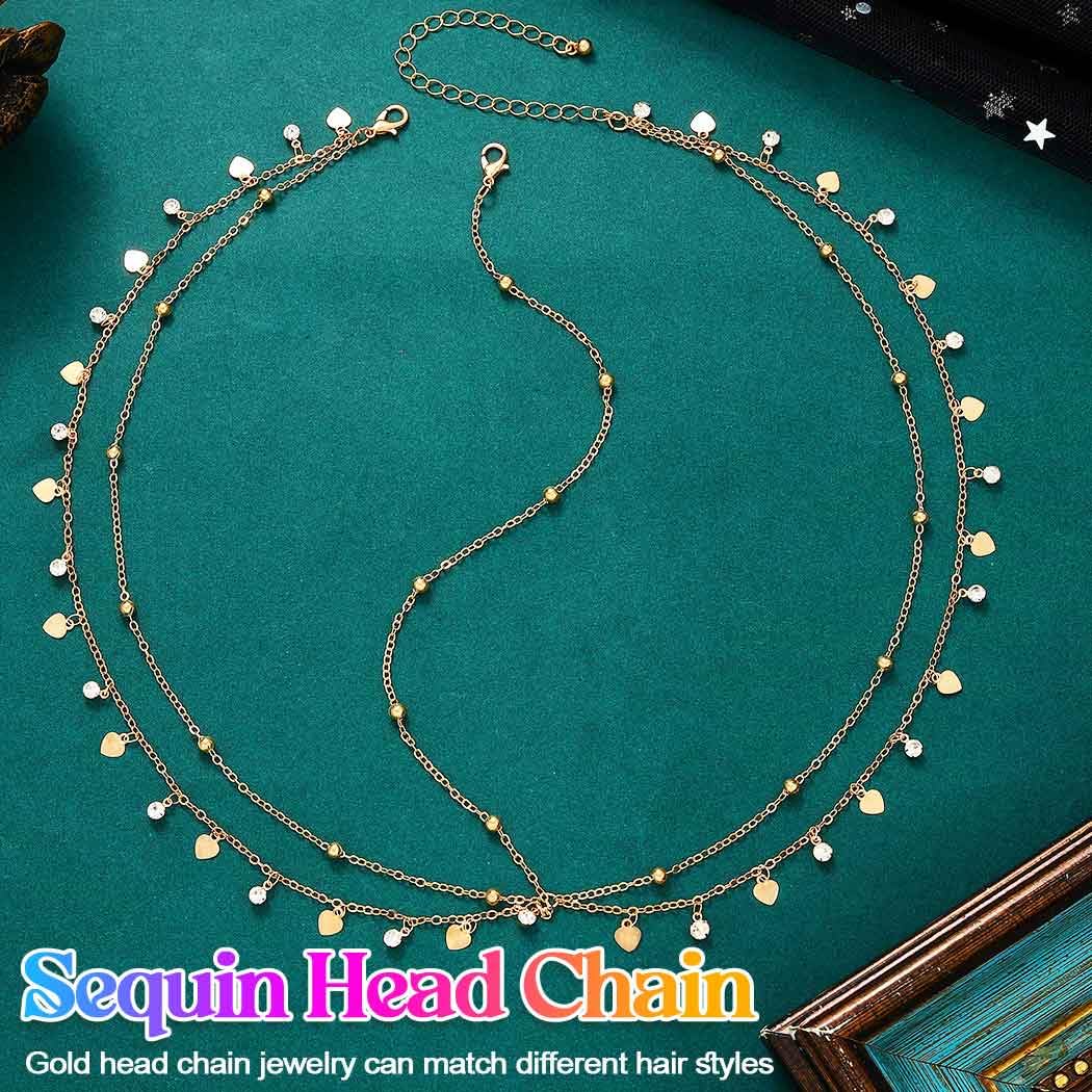 GORTIN Gold Head Chain Headpiece Rhinestones Sequins Head Jewelry for Egyptian Hair Chain Festival Prom Hair Accessories for women