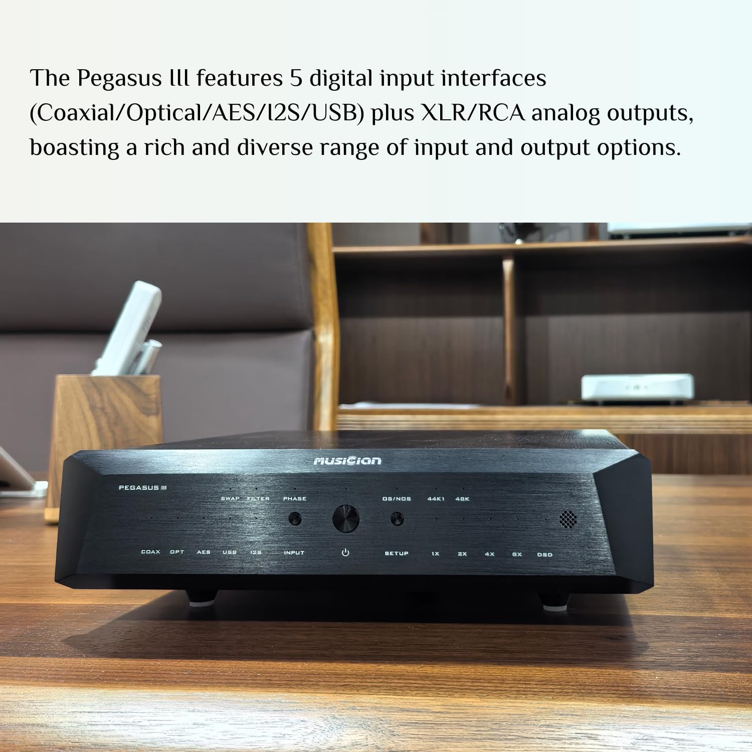 Musician Pegasus III R2R DAC Decoder Audio Digitale, Nero | Supporta PCM 32Bit/1536kHz e DSD1024, doppio clock TCXO, ingressi digitali multipli, uscite XLR e RCA, DAC bilanciato