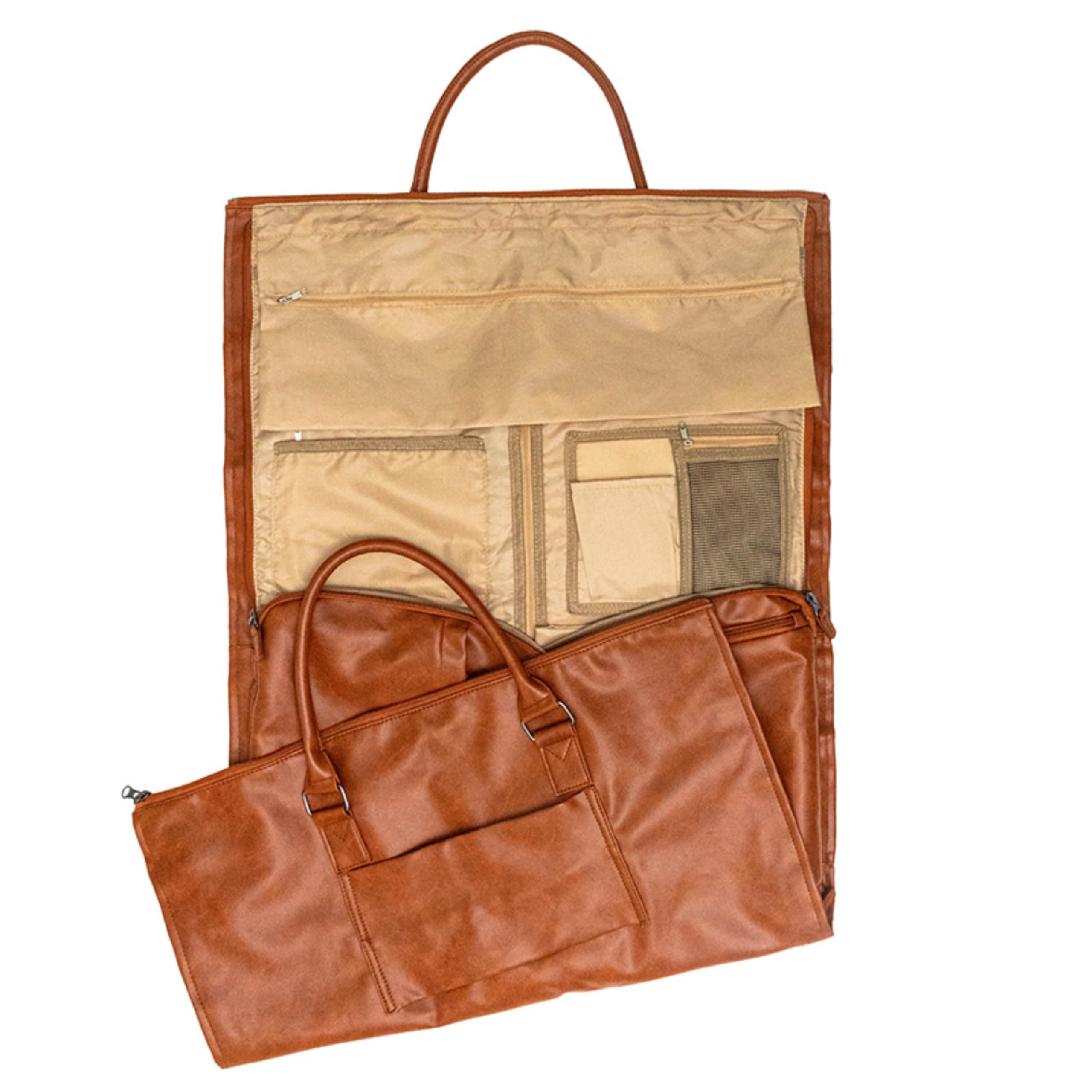 2-in-1 Reisetasche Mit Kleidersack Für Damen – Faltbare Garment Bag Aus PU Leder, Handgepäck