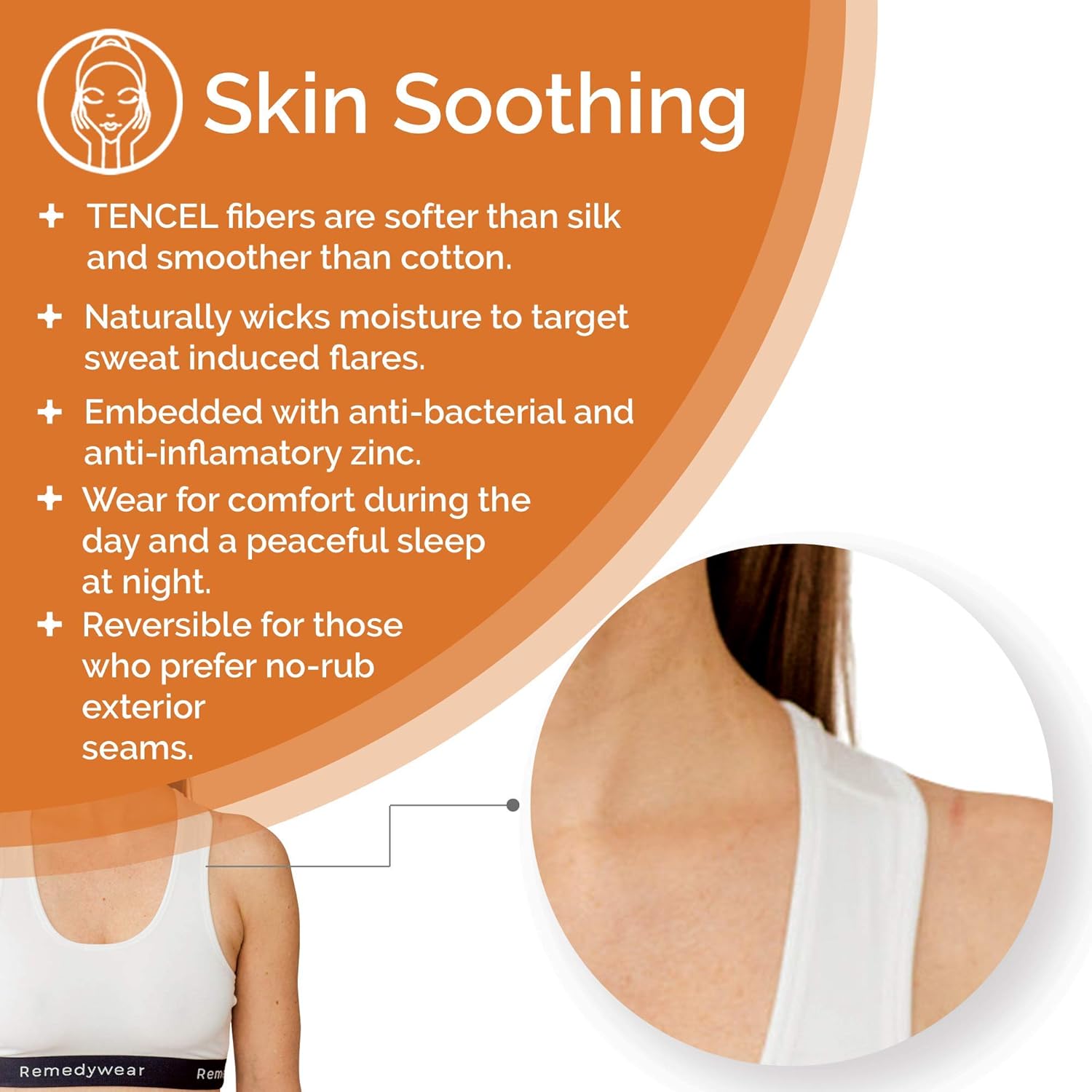 Remedywear Light Support Eczema Bra for Sensitive Skin, Tencel and Zinc, Hypoallergenic