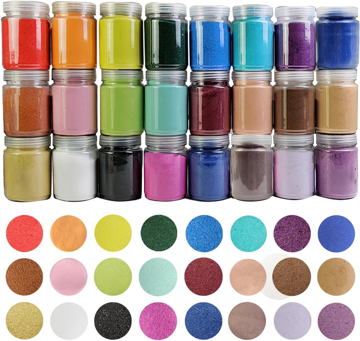 HappyFiller Colored Sand Art Kits Set of 24,Unity Sand Crafts DIY Drawing Painting Material,Vase Fillers, Wedding Ceremony Decoration,24 Bottles X 10 OZ Each Color