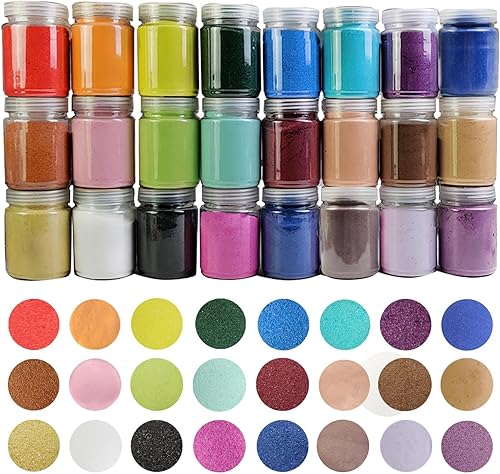 HappyFiller Juego de 24 kits de arte de arena de colores, manualidades de arena de Unity, material de pintura de dibujo, rellenos de jarrones,