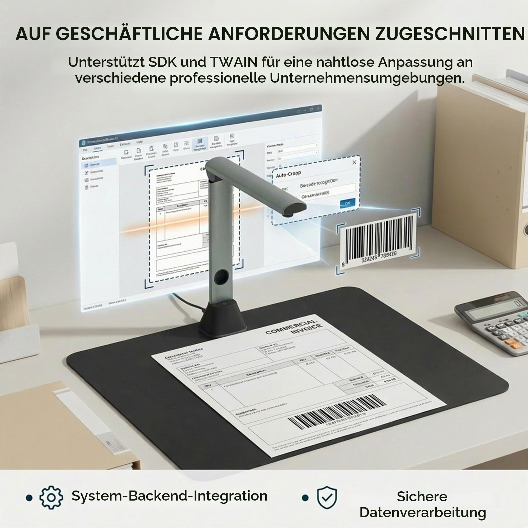 Scanner Dokumentenscanner A3 Scanner: 17 MP mit OCR für 130 Sprachen USB Dokumentenkamera mit 4 LED Buchscanner für Schule Büro Archiv und Homeoffice