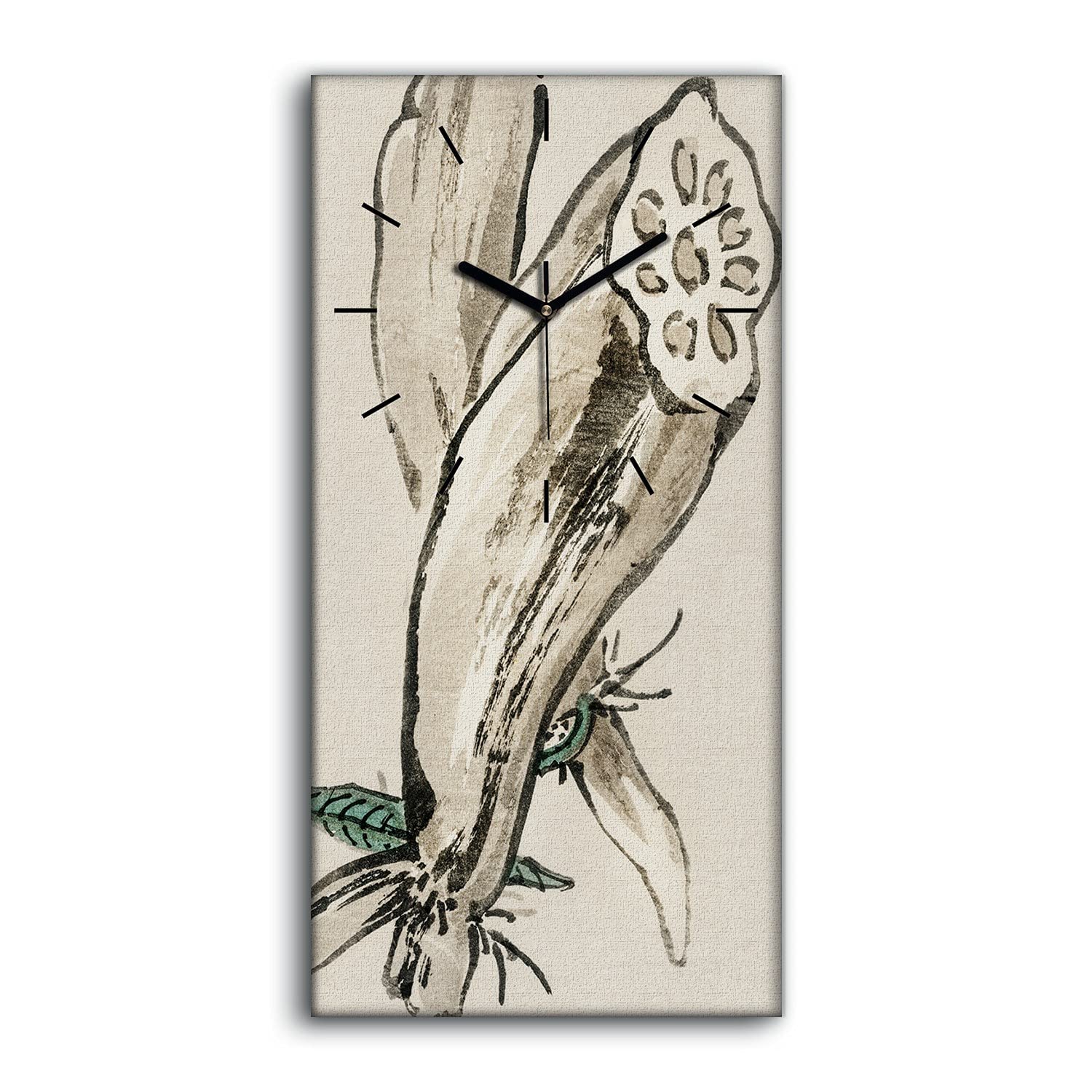 Horloge sur toile art moderne asiatique de salon châssis 30x60cm