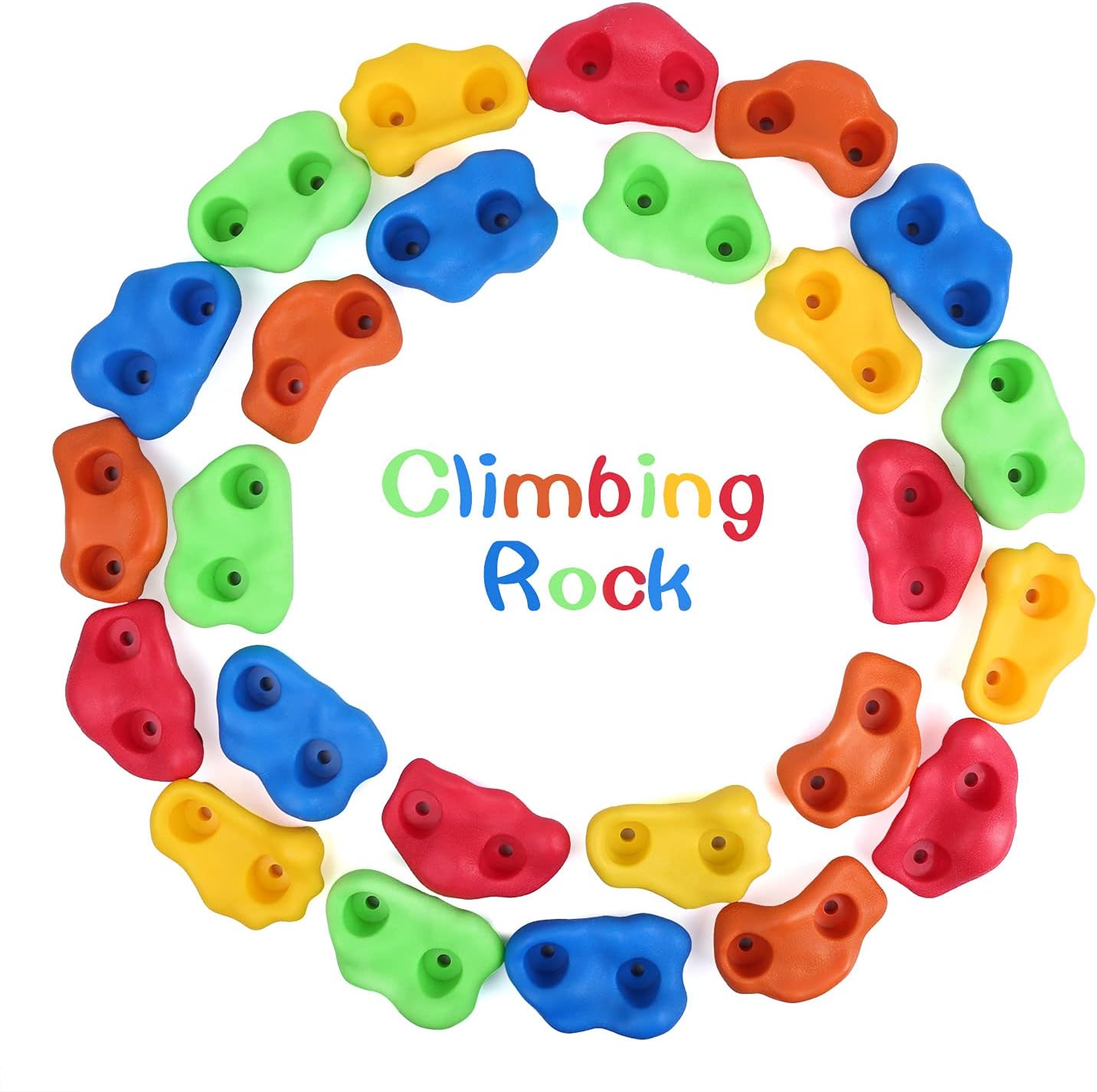 BIGLUFU Rock Climbing Set, 25 Pack Rock Wall Grips Kit with Mounting Screws and Rope, Kids Climbing Holders Play Set for Indoor Outdoor : Toys & Games