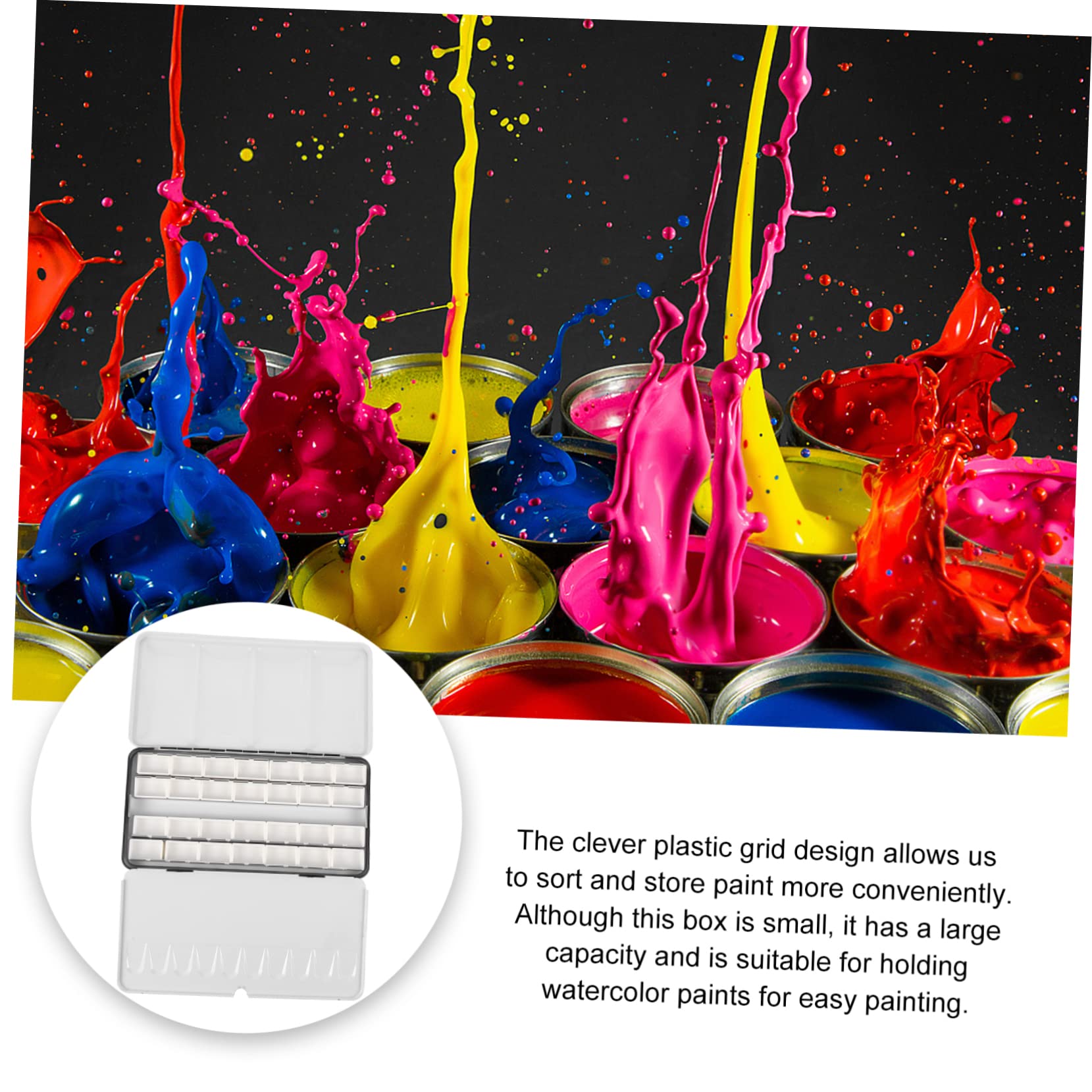 Anneome Boîte à Peinture en Métal Vide Grand Format 28 Compartiments Noire pour Artistes Amateurs et Professionnels Peinture Aquarelle Stockage Scolaire Créatif Loisirs Été