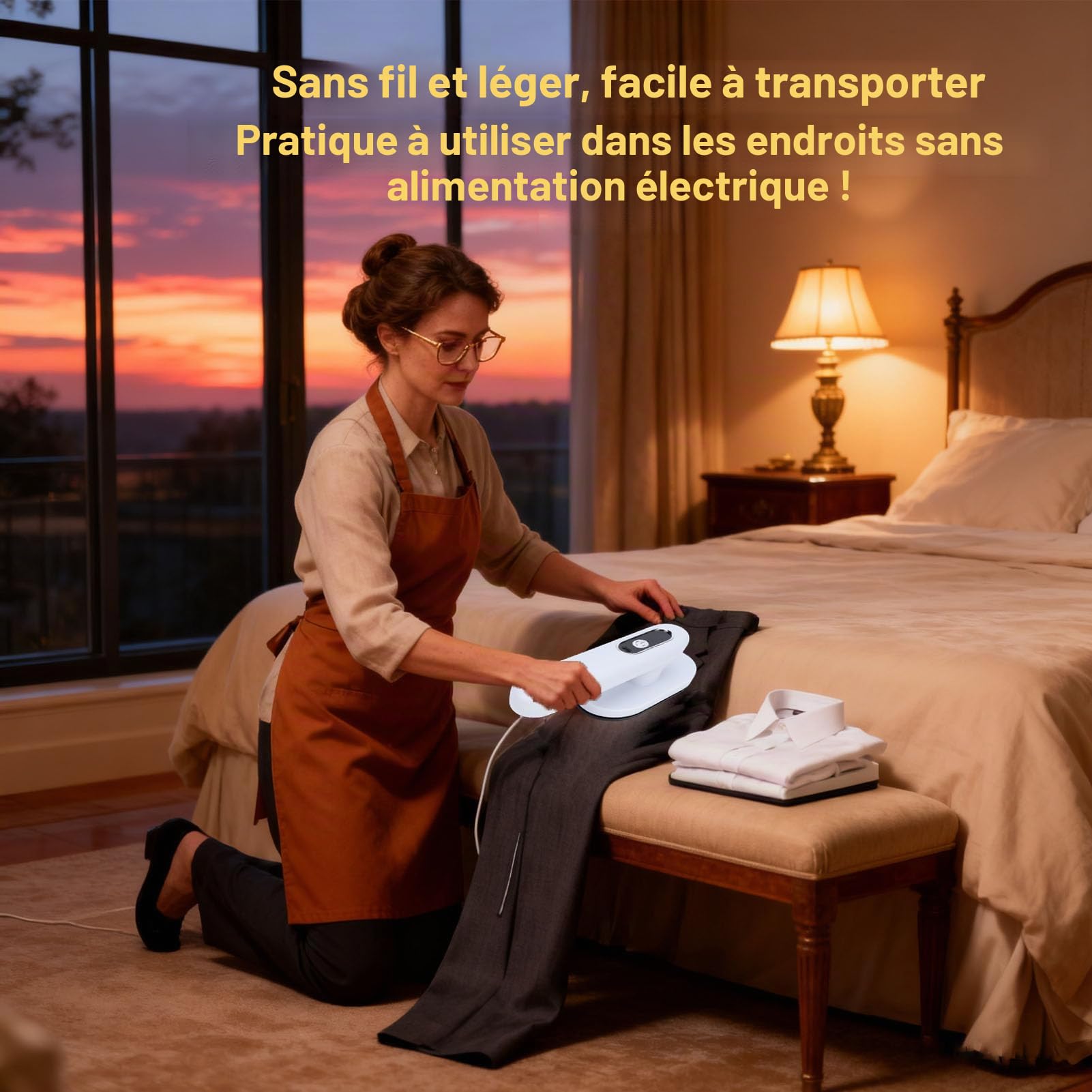 Fer à Repasser sans Fil pour Vêtements, Fer de Voyage Portable avec 3 Niveaux de Chaleur – Anti-rides à Chauffage Rapide, Batterie Rechargeable pour la Maison