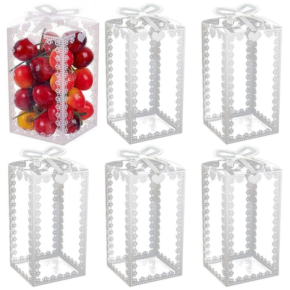 Luxylei Transparent Pvc Box 50pcs 10x10x20cm Clear Rectangle Gift Packaging Boxes Wedding Party Favour Boxes for Candy Cookies Cake Chocolate