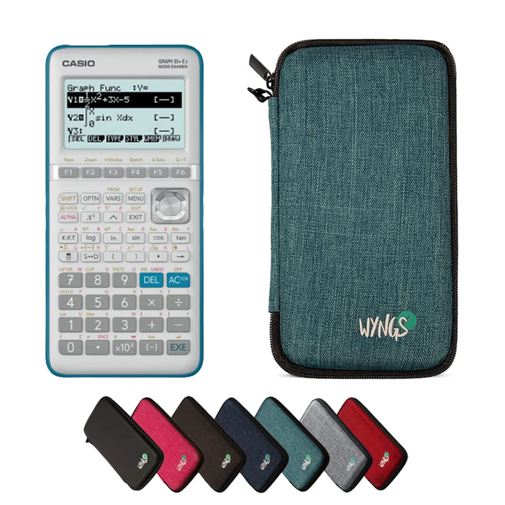 Casio Graph 35+E II including a WYNGS protective case in Turquoise - Basic Set (French)