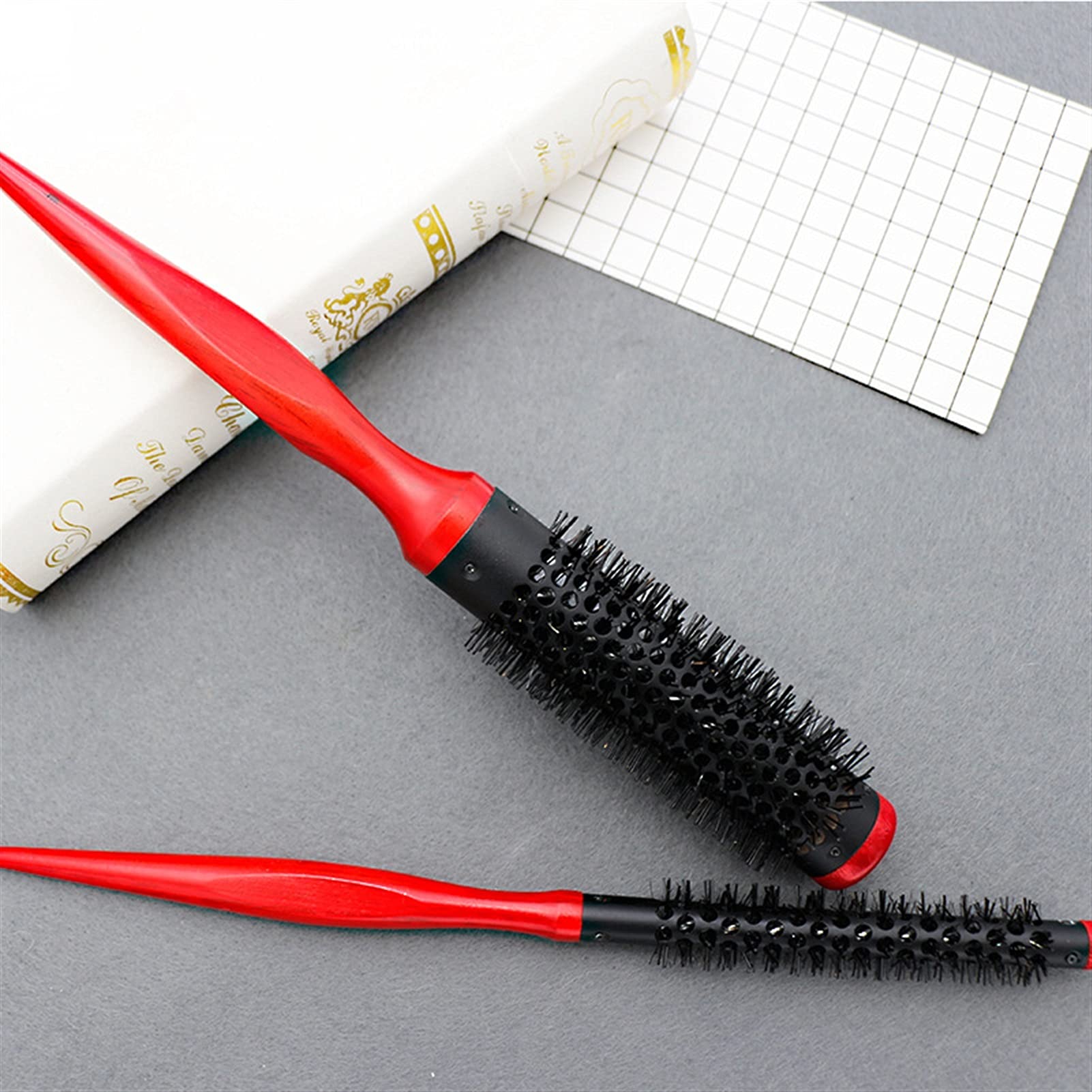 Pettini per Capelli 5pcs Setola riccia capelli spazzola for capelli in legno pennello rosso rotondo capelli pettine for capelli parrucchiere styling pettine per Pettine per Styling Donne e Uomini